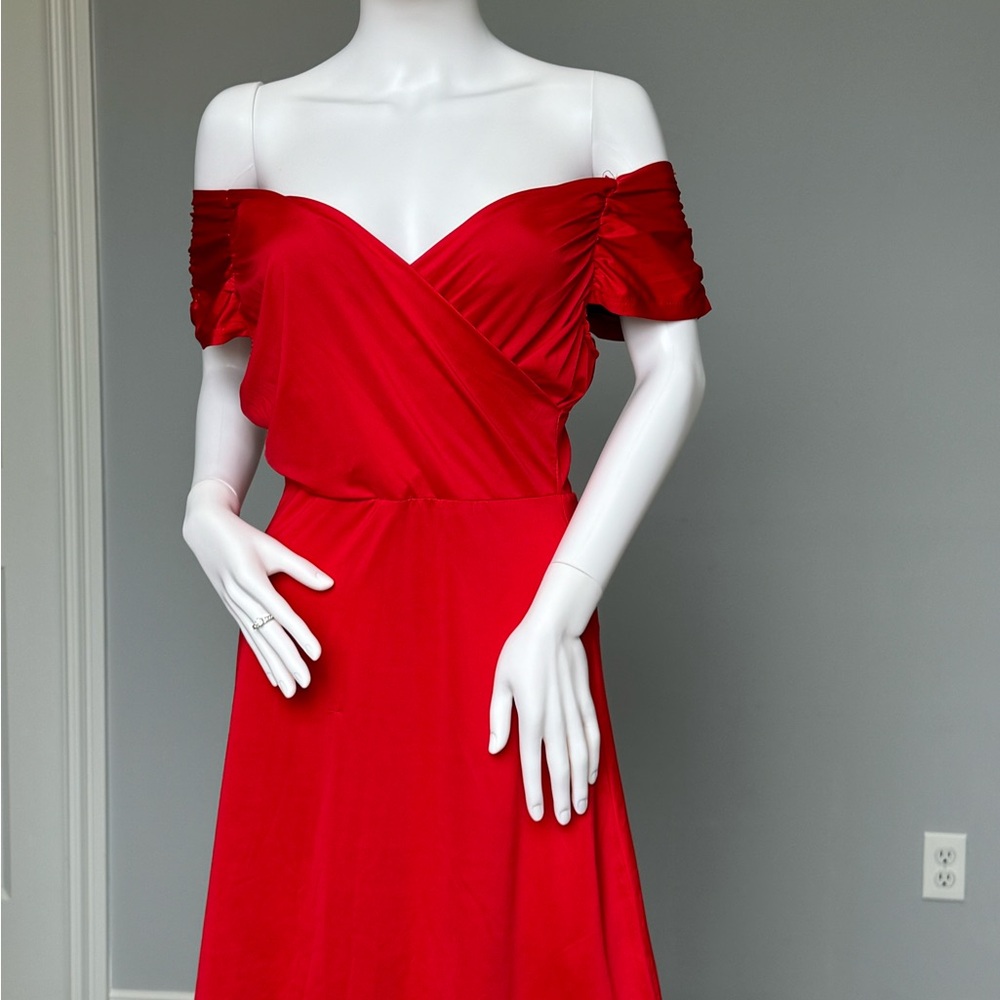 Elegant Red Off-Shoulder Dress